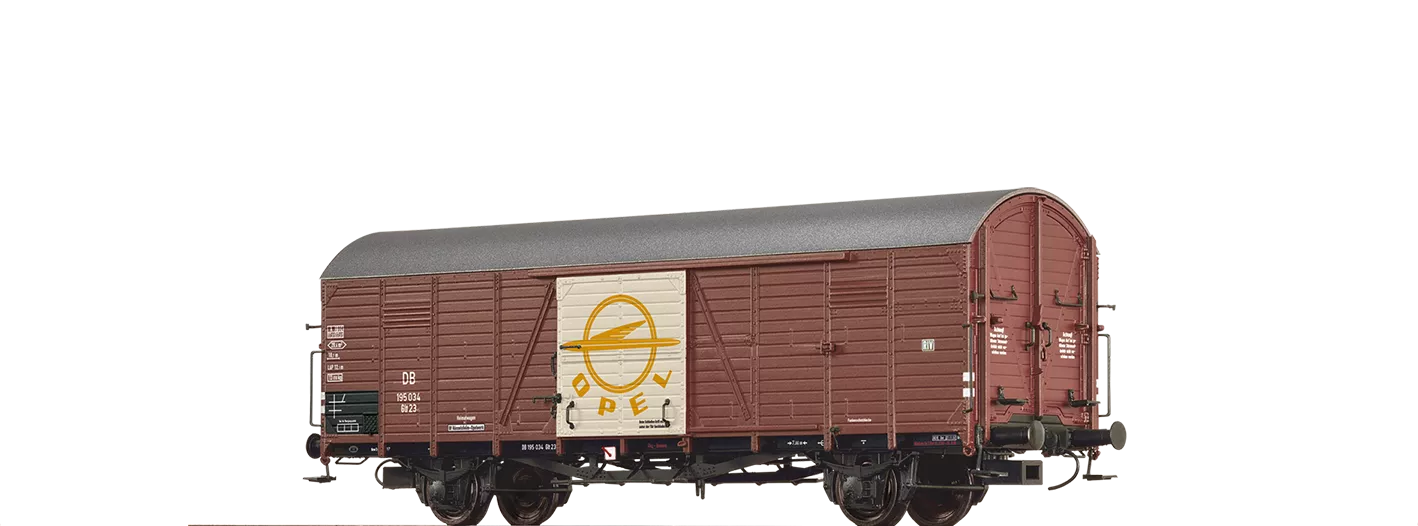 BRAWA Article #50465 Gauge HO Scale Boxcar Glt 23 "Opel" of the DB, epoch III