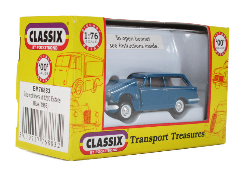 Pocketbond "Classix" EM76883 Triumph Herald 12/50 Estate in Dark Blue. OO Gauge (1:76 Scale)