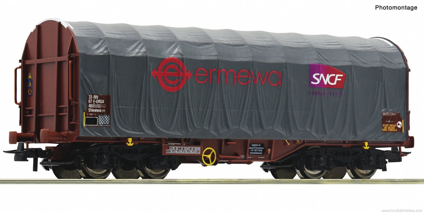 Roco 76450 H0 Gauge, Sliding Tarpaulin Wagon, type Shimms of the “Ermewa”, epoch VI