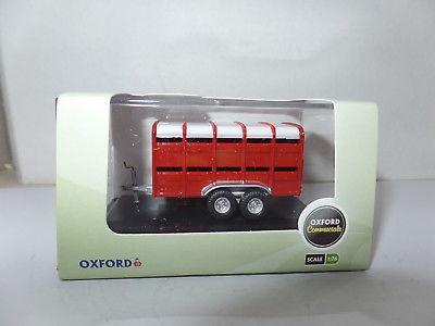 Oxford Diecast 76FARM004 Livestock Trailer Red. 00 Gauge (1:76)