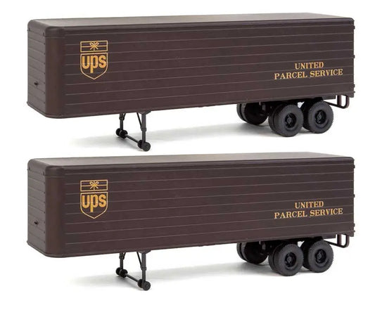 Walthers Scenemaster 949-2428 - HO Scale 35' Fluted-Side Trailer 2-Pack - Assembled -- United Parcel Service (1950s-1960s; brown, gold; Bowtie Logo)