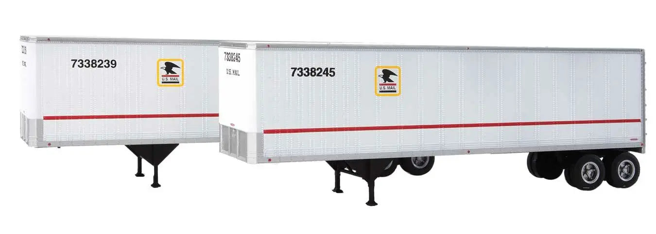 Walthers Scenemaster HO Scale 40' Trailmobile Trailer 2-Pack - Assembled -- US Postal Service (white, blue, red)