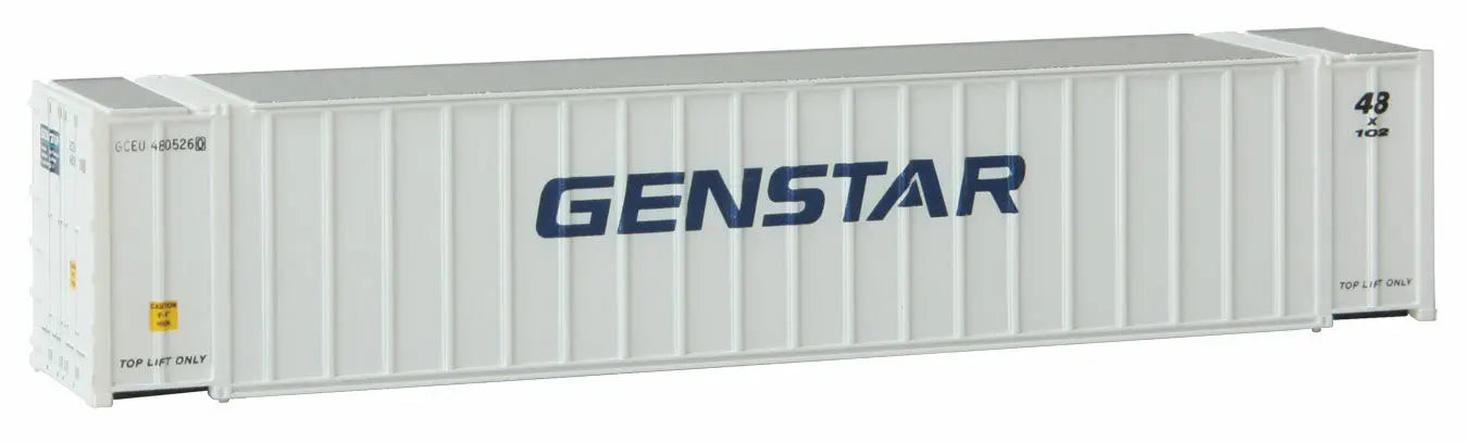 Part #8844 N Scale 48' Ribbed Side Container - Assembled - Genstar (white, blue)