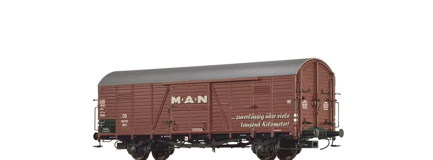Brawa Article #50473 HO Scale Covered Freight Van Glr 23 'MAN', DB, Epoch III
