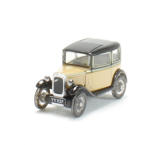 Oxford Diecast 76ASS001 Austin Seven Saloon RN in Fawn. 00 Gauge (1:76)