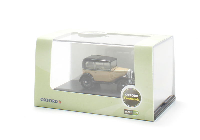Oxford Diecast 76ASS001 Austin Seven Saloon RN in Fawn. 00 Gauge (1:76)