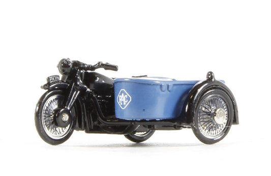 Oxford Diecast 76BSA002 BSA M20/WM20 Motorcycle Sidecar 'RAC' with early front forks (circa 1937-47). 00 Gauge (1:76)