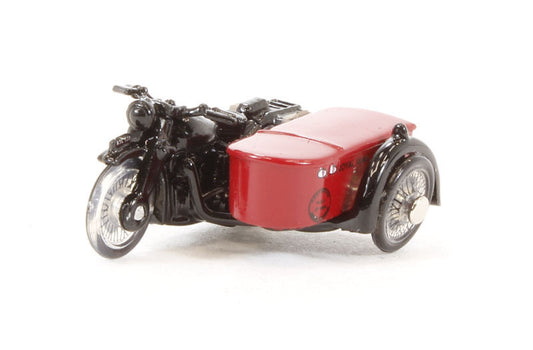Oxford Diecast 76BSA003 BSA M20/WM20 Motorcycle and Sidecar 'Royal Mail', with early front forks (circa 1934-38). 00 Gauge (1:76)