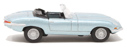 Oxford Diecast 76ETYP014 Jaguar E Type Silver Blue. 00 Gauge (1:76)