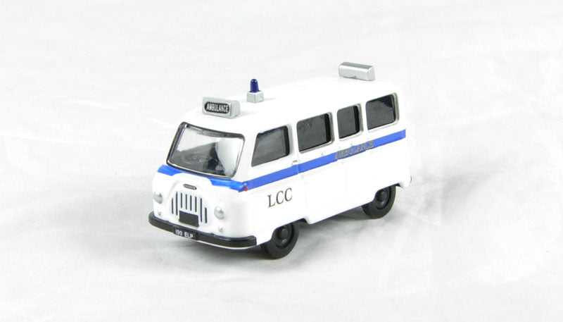 Oxford Diecast 76JM004 Morris J2 Ambulance in "London Ambulance" livery. OO Gauge (1:76 Scale)