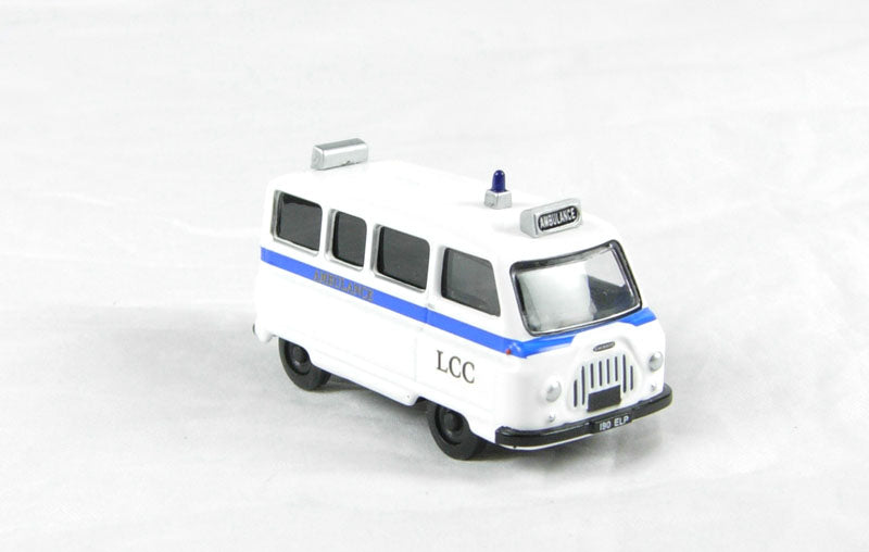 Oxford Diecast 76JM004 Morris J2 Ambulance in "London Ambulance" livery. OO Gauge (1:76 Scale)