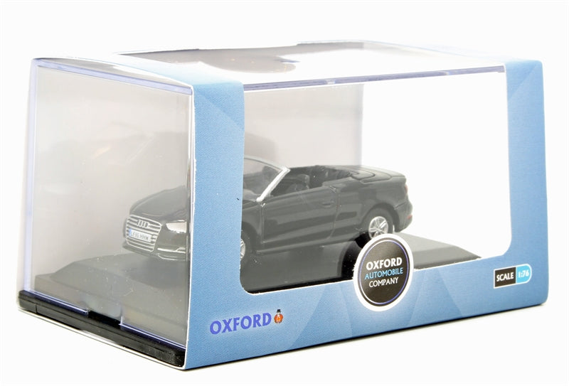 Oxford Diecast 76S3002 Audi S3 Cabriolet Mythos Black - 00 Gauge (1:76 Scale)