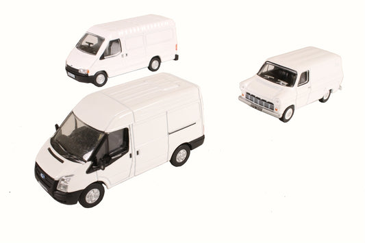 Oxford Diecast 76SET37 Ford Transit 50th Anniversary Mk1, Mk3, Mk5 White. 00 Gauge (1:76 Scale)