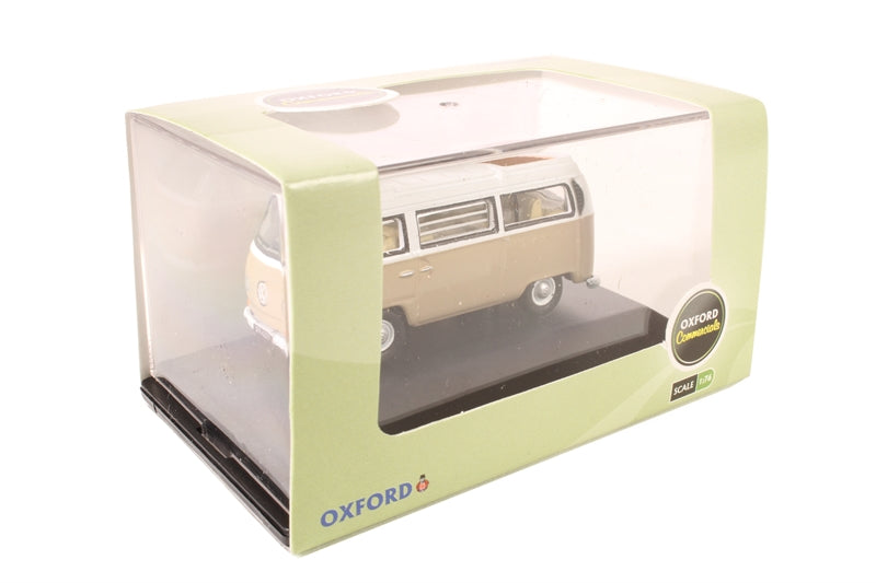 Oxford Diecast 76VW027 Volkswagen VW Camper Van Savannah Beige / White. OO Gauge (1:76 Scale)