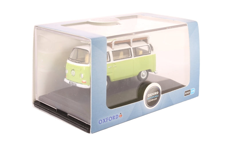 Oxford Diecast 76VW028 Volkswagen VW Camper Van Lime Green / White - with Surfboards. OO Gauge (1:76 Scale)