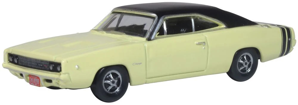 Oxford Diecast HO Scale 87DC68004 1968 Dodge Charger - Assembled -- Yellow, Black