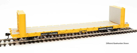 Walthers Part #5852 HO Scale 60' Pullman-Standard Bulkhead Flatcar (48' IL) - Ready to Run -- PTTX #92344 (Yellow Livery)