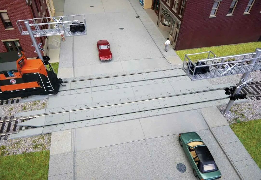 Walthers Part #83115 HO Scale Modern Concrete Grade Crossing with Rerailer Ends - Kit which requires assembly & glue/cement