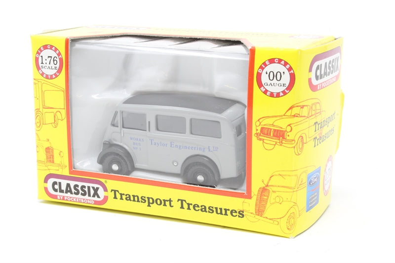 Pocketbond "Classix" EM76650 Morris J Estate Works Bus "Taylor Engineering Ltd.". OO Gauge (1:76 Scale)