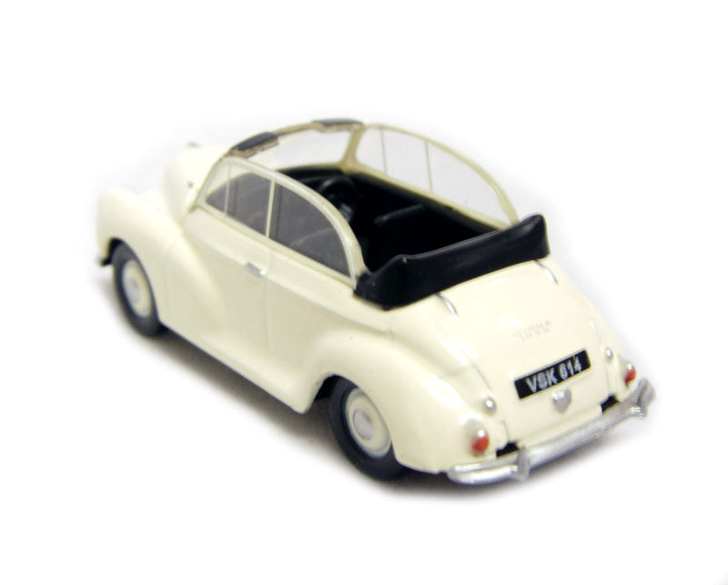 Pocketbond "Classix" EM76823 Morris Minor Convertible with top down in Cream. OO Gauge (1:76 Scale)