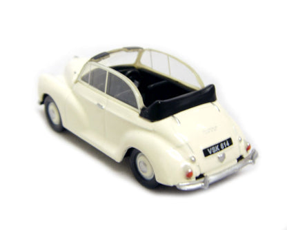 Pocketbond "Classix" EM76823 Morris Minor Convertible with top down in Cream. OO Gauge (1:76 Scale)