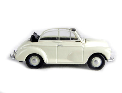 Pocketbond "Classix" EM76823 Morris Minor Convertible with top down in Cream. OO Gauge (1:76 Scale)