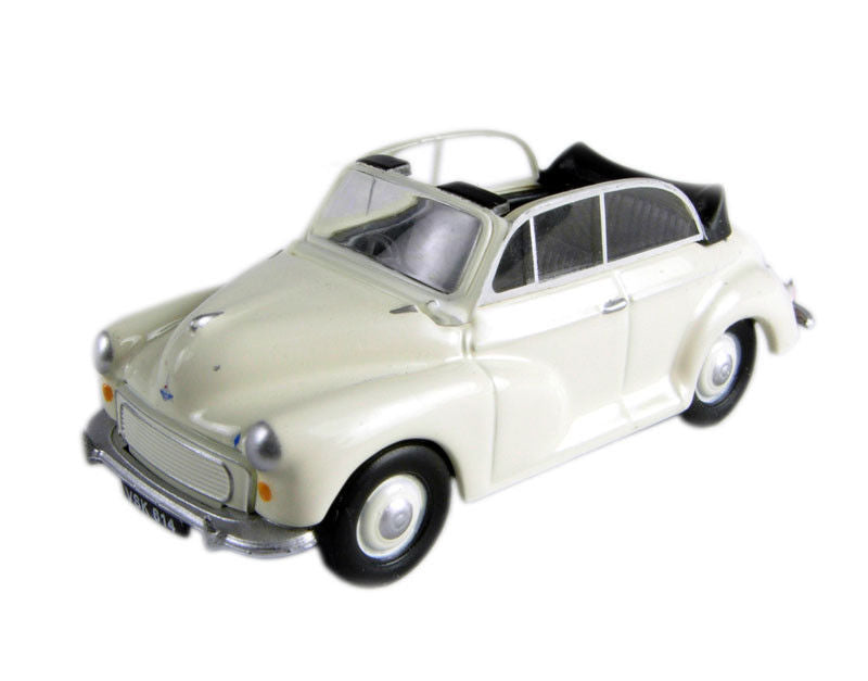 Pocketbond "Classix" EM76823 Morris Minor Convertible with top down in Cream. OO Gauge (1:76 Scale)