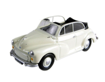 Pocketbond "Classix" EM76823 Morris Minor Convertible with top down in Cream. OO Gauge (1:76 Scale)