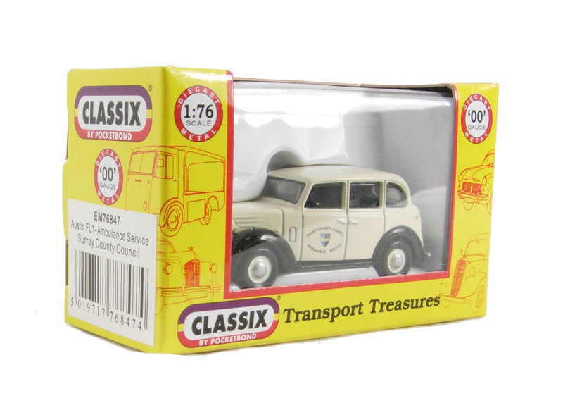 Pocketbond "Classix" EM76847 Austin FL1 "Surrey County Ambulance Service". OO Gauge (1:76 Scale)