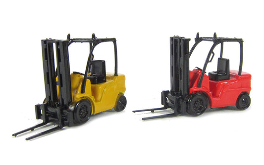 Base Toys L14 Fork Lift Truck with Safety Cage Twin Pack 1 Red &amp; 1 Yellow 00 Gauge (1:76 Scale)