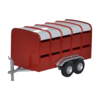 Oxford Diecast 76FARM004 Livestock Trailer Red. 00 Gauge (1:76)