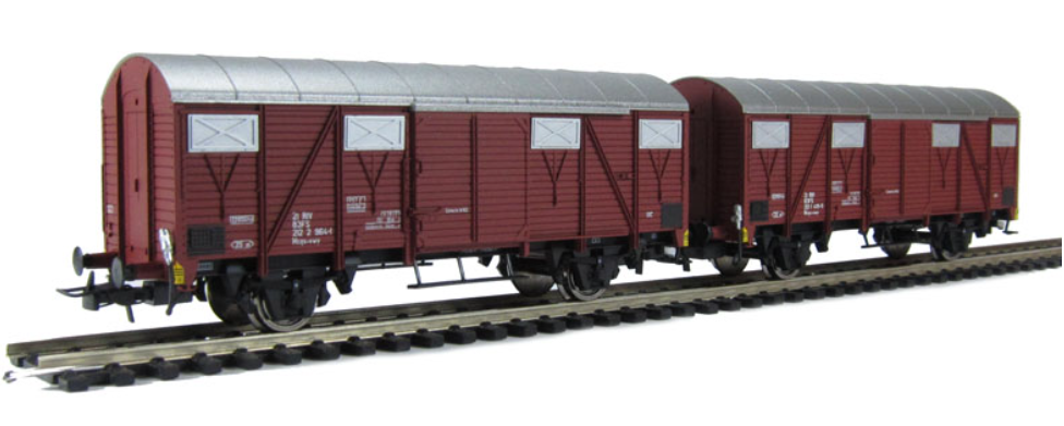 Rivarossi HR6097 Italian set of 2 closed wagons type Hcqs-vwy for luggage transport FS