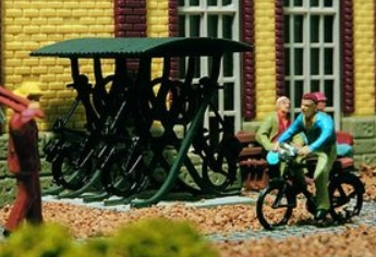 Vollmer HO 5742 Kit for 3 Bicycle Stands w/Bikes