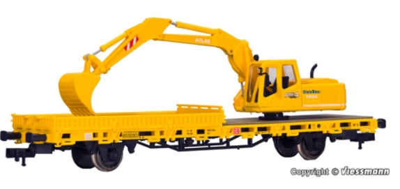 Kibri - 26250 - Low Side Car with ATLAS Excavator GleisBau - Finished Model (HO Scale)