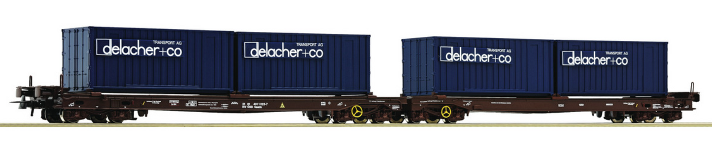 ROCO 76835 Container Load Car 'Delacher' ÖBB Epoch V H0 Gauge (1:87 Scale)