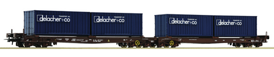 ROCO 76835 Container Load Car 'Delacher' ÖBB Epoch V H0 Gauge (1:87 Scale)