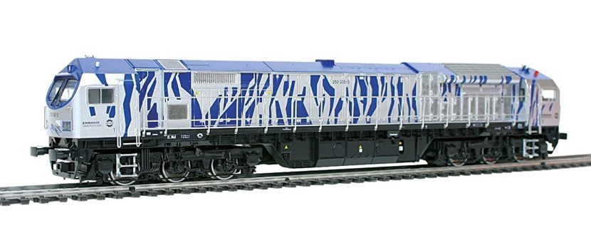 Mehano - T280 Bombardier Blue Tiger Pool Train Engine Silver/Blue Locomotive - HO Scale