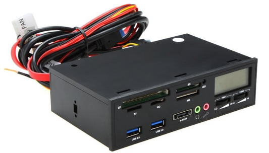5.25" USB 3.0 e-SATA All-in-1 PC Media Dashboard Multi-Function Front Panel Card Reader Support for MMC/SDHC/CF/CFII/HS CF