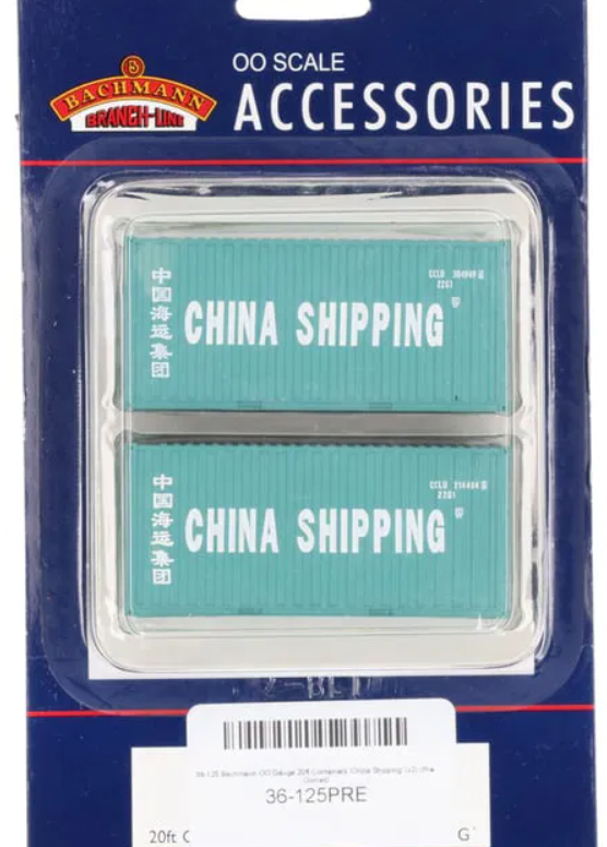 Bachmann 36-125 OO Gauge 20ft Containers 'China Shipping' (x2)