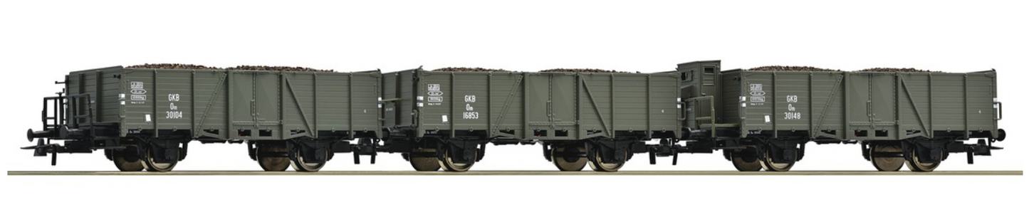 ROCO 67030 3-piece set of open freight cars Om21 of the GKB