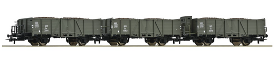ROCO 67030 3-piece set of open freight cars Om21 of the GKB