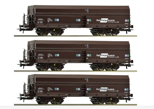 ROCO 67105 3-piece set: Self-unloading wagon Fals of the ÖBB