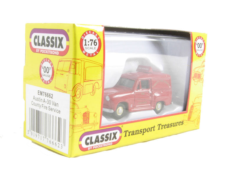 Pocketbond "Classix" EM76662 Austin A30 Van "County Fire Service". OO Gauge (1:76 Scale)