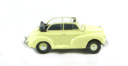 Pocketbond "Classix" EM76835 Morris Minor Convertible in "Primrose Yellow" with hood down. OO Gauge (1:76 Scale)