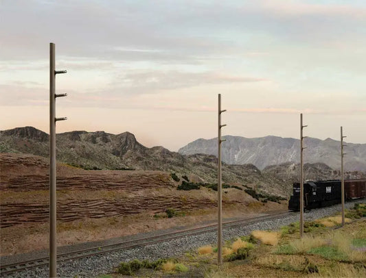 Walthers Cornerstone HO Scale Part #4173 Intermediate Height Utility Poles (Wood) pkg (12) - Kit - Each 6-1/4" 17.5cm; Scale Height: 45' 13.7m