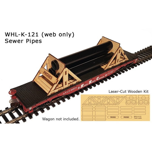 Proses WHL-K-121 Load of 3 Sewer Pipes Suitable for H0 / 00 Gauge (1:87 / 1:76 Scale)